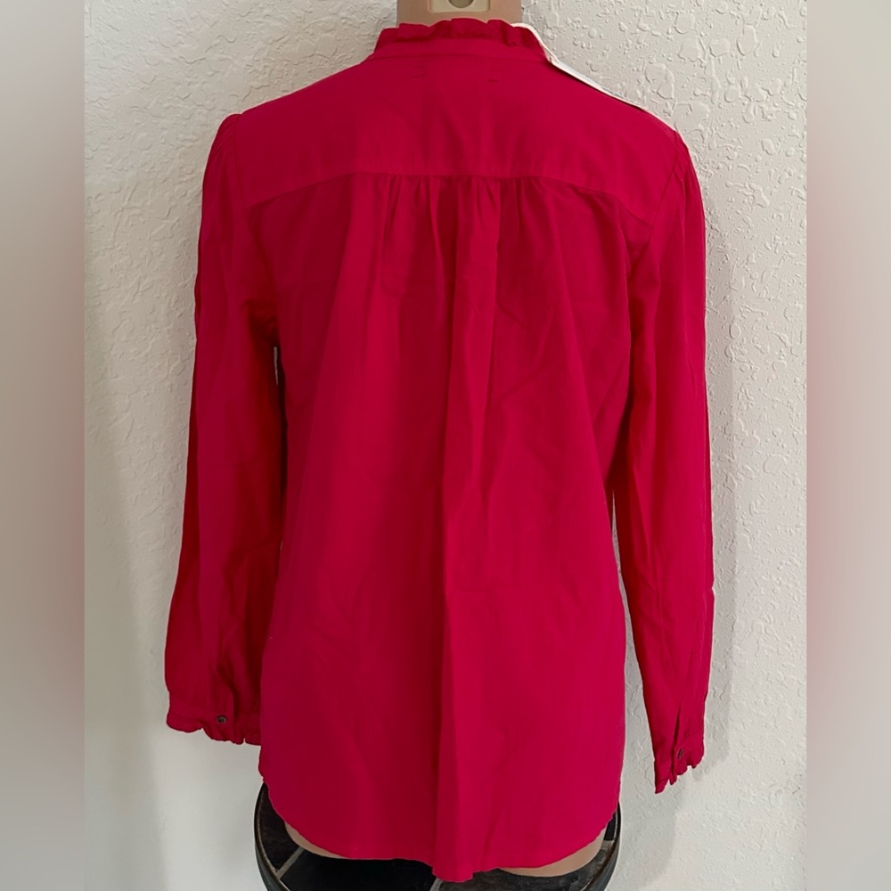 XiRENA Red Ruffle-Collar Button-Front Blouse - Picture 3 of 7